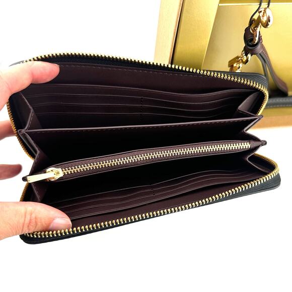 Coach Boxed Long Zip Around Wallet In Signature Leather in Black CF464 - Picture 3 of 8